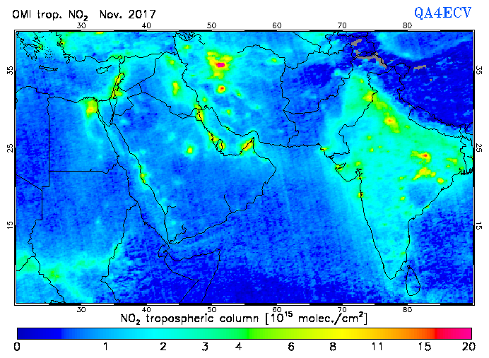Regional Tropospheric NO2 of November 2017
