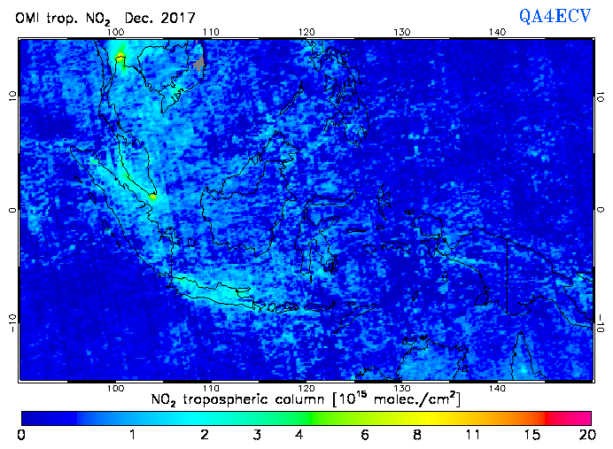 Regional Tropospheric NO2 of December 2017