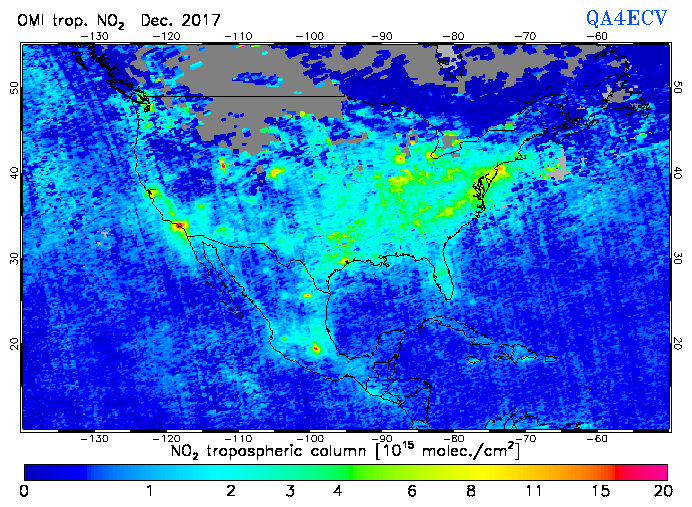 Regional Tropospheric NO2 of December 2017