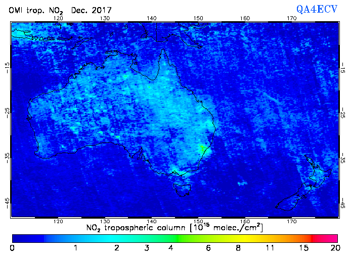 Regional Tropospheric NO2 of December 2017