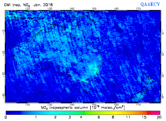 Regional Tropospheric NO2 of January 2018