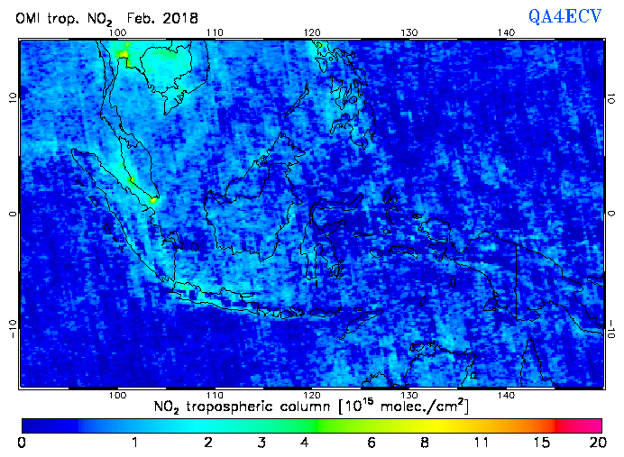 Regional Tropospheric NO2 of February 2018