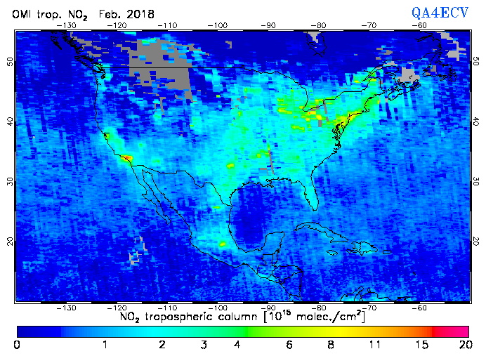 Regional Tropospheric NO2 of February 2018