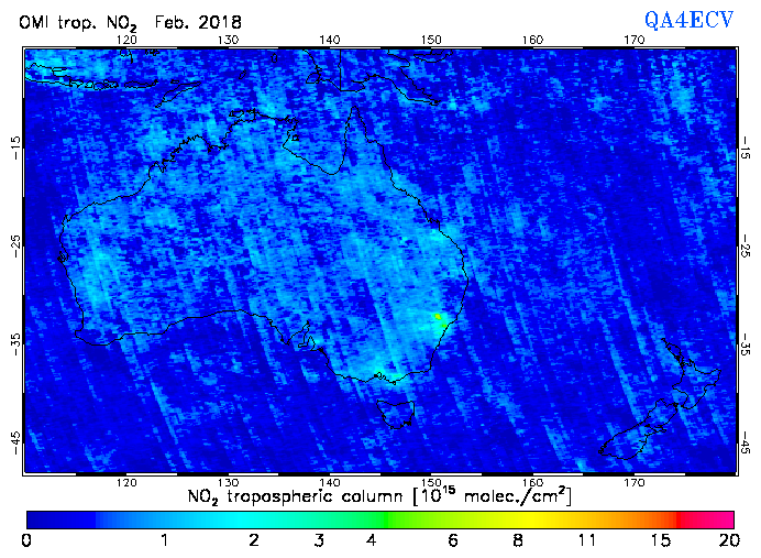 Regional Tropospheric NO2 of February 2018