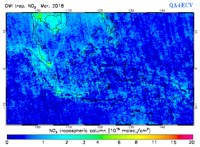Regional Tropospheric NO2 of March 2018