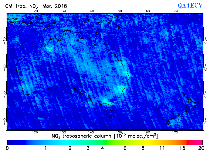 Regional Tropospheric NO2 of March 2018