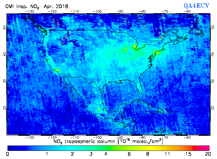 Regional Tropospheric NO2 of April 2018
