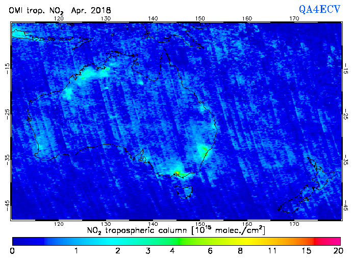 Regional Tropospheric NO2 of April 2018