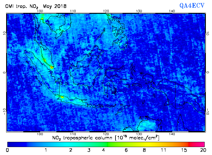 Regional Tropospheric NO2 of May 2018
