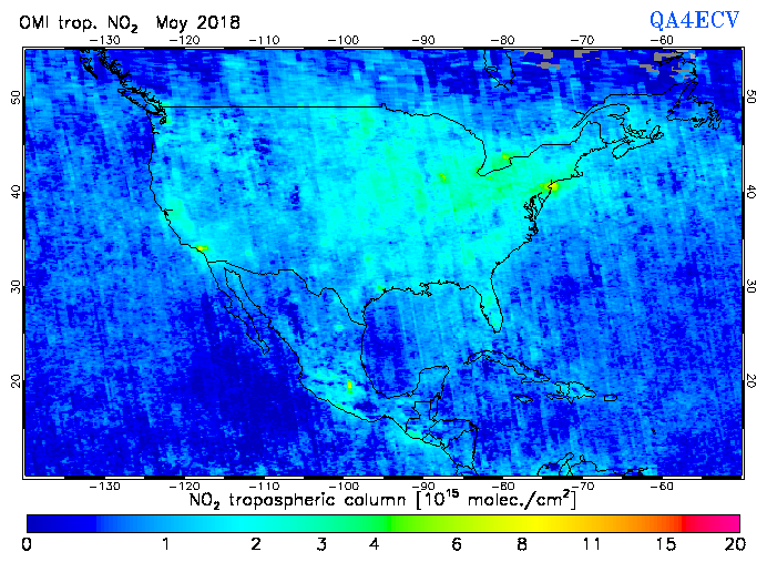Regional Tropospheric NO2 of May 2018