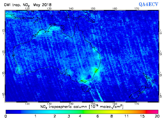 Regional Tropospheric NO2 of May 2018