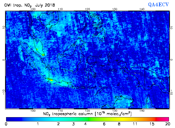 Regional Tropospheric NO2 of July 2018