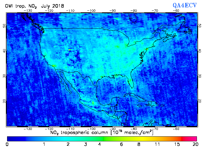Regional Tropospheric NO2 of July 2018