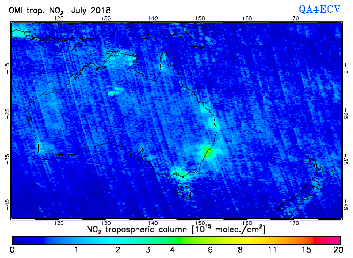 Regional Tropospheric NO2 of July 2018