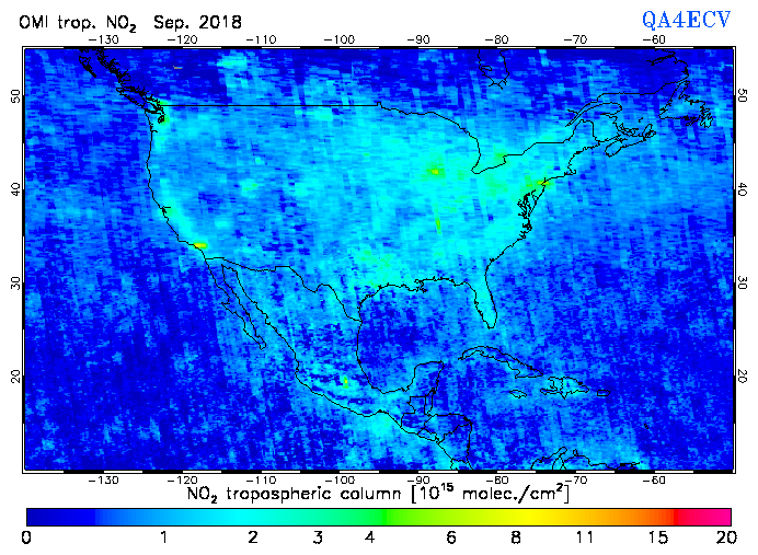 Regional Tropospheric NO2 of September 2018