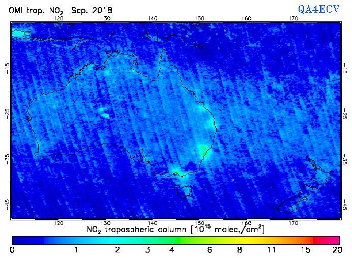 Regional Tropospheric NO2 of September 2018