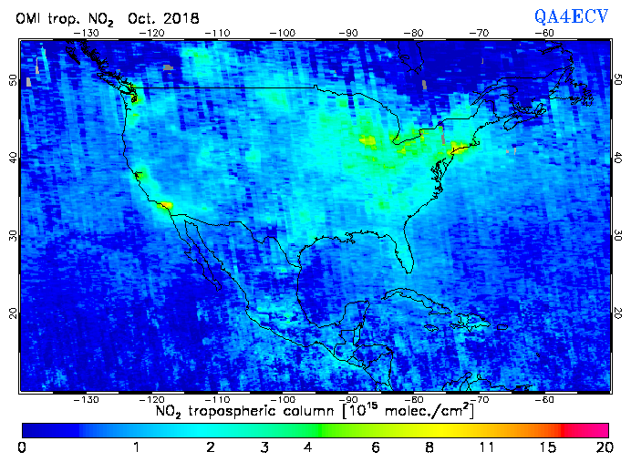 Regional Tropospheric NO2 of October 2018