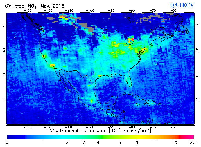 Regional Tropospheric NO2 of November 2018