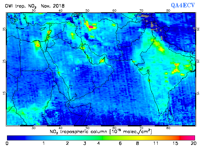 Regional Tropospheric NO2 of November 2018
