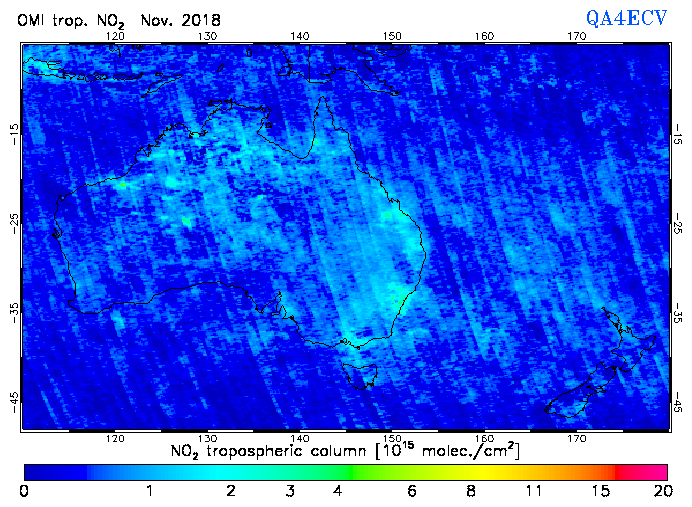 Regional Tropospheric NO2 of November 2018