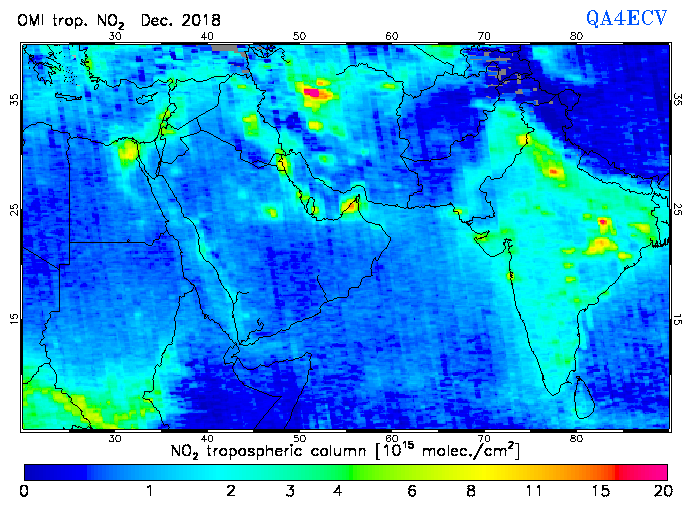 Regional Tropospheric NO2 of December 2018