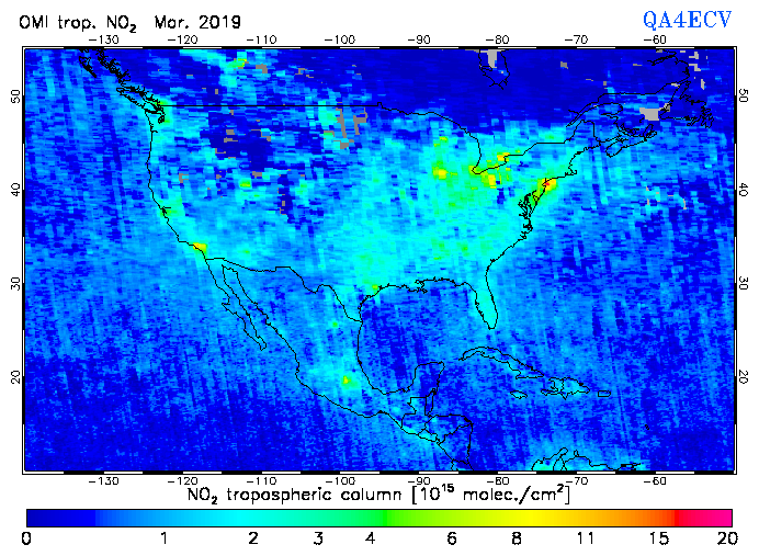 Regional Tropospheric NO2 of March 2019
