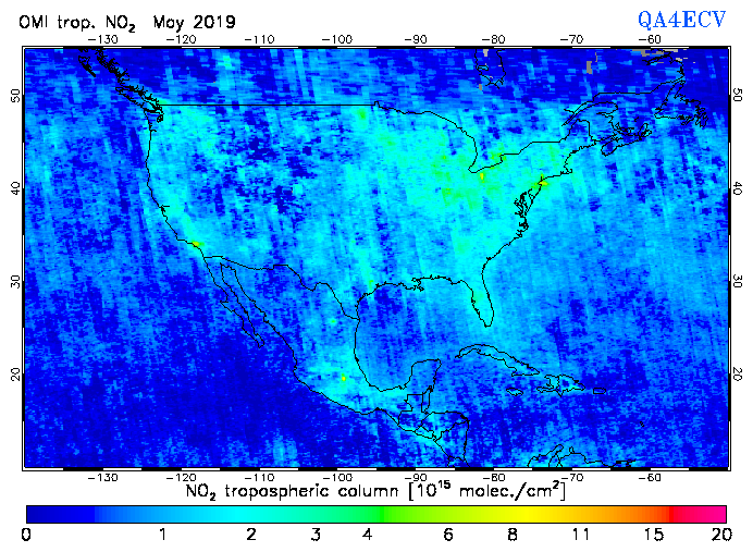 Regional Tropospheric NO2 of May 2019