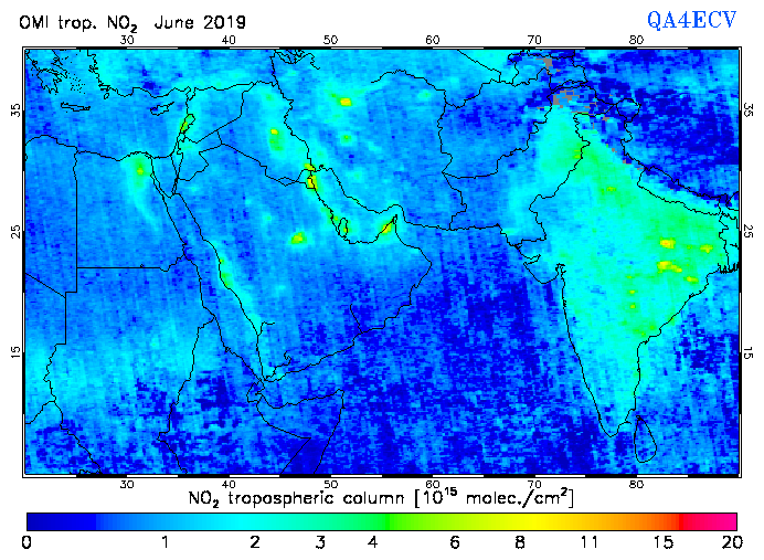 Regional Tropospheric NO2 of June 2019