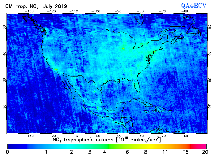 Regional Tropospheric NO2 of July 2019