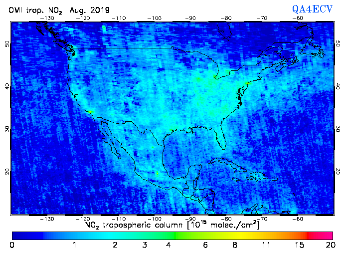Regional Tropospheric NO2 of August 2019