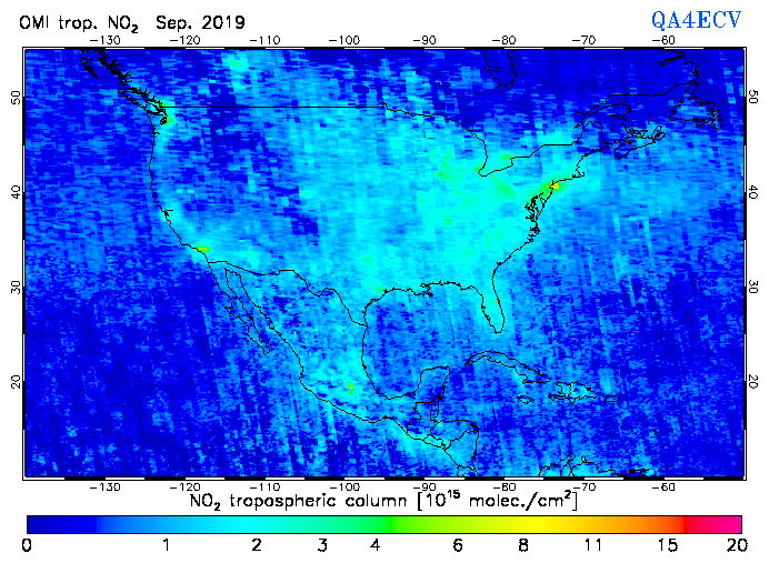 Regional Tropospheric NO2 of September 2019