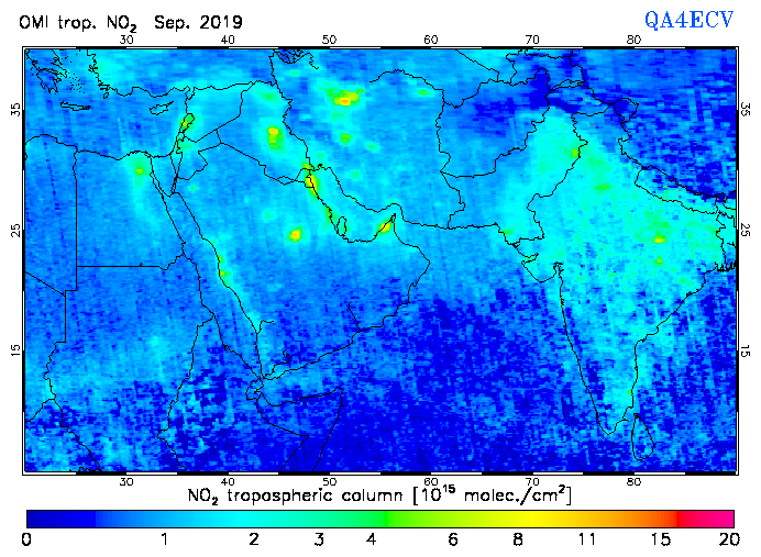 Regional Tropospheric NO2 of September 2019