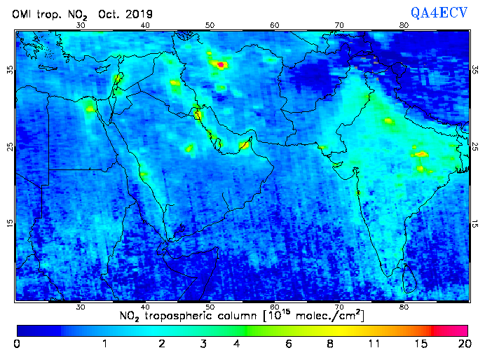 Regional Tropospheric NO2 of October 2019