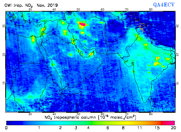 Regional Tropospheric NO2 of November 2019