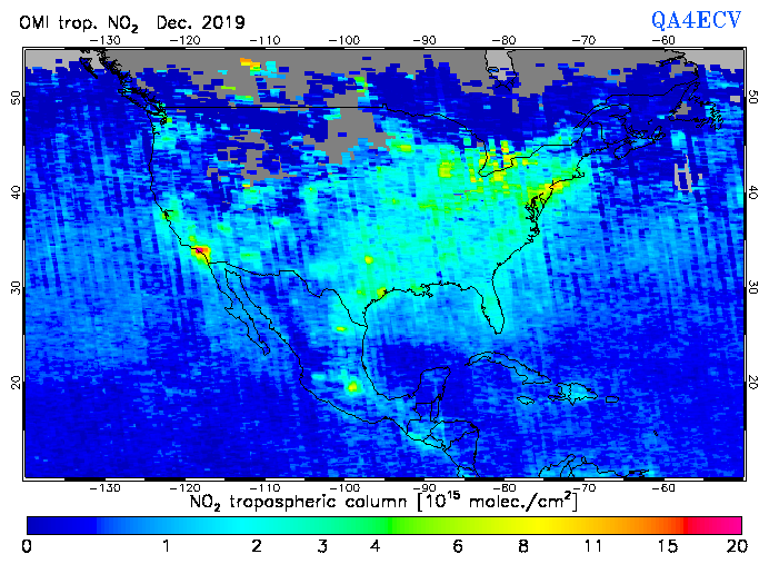 Regional Tropospheric NO2 of December 2019