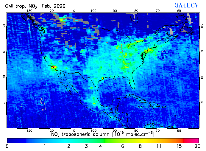 Regional Tropospheric NO2 of February 2020