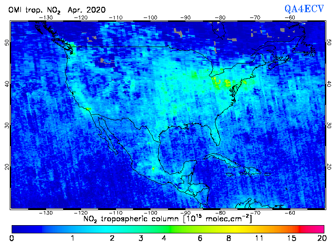 Regional Tropospheric NO2 of April 2020