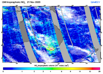 Tropospheric NO2 of 21 November 2020