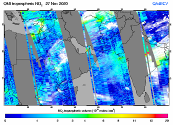 Tropospheric NO2 of 27 November 2020