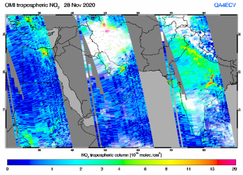 Tropospheric NO2 of 28 November 2020