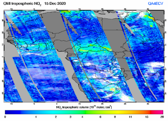 Tropospheric NO2 of 15 December 2020