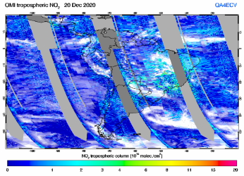 Tropospheric NO2 of 20 December 2020
