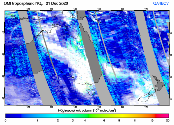 Tropospheric NO2 of 21 December 2020