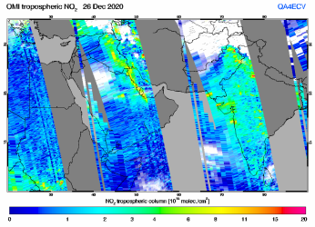 Tropospheric NO2 of 26 December 2020