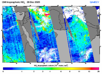 Tropospheric NO2 of 28 December 2020