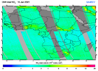 Total NO2 column of 15 January 2021