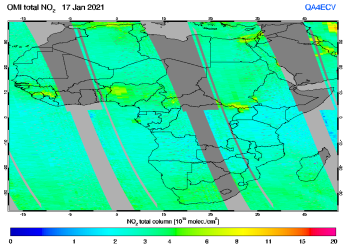Total NO2 column of 17 January 2021
