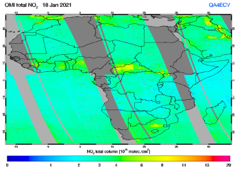 Total NO2 column of 18 January 2021