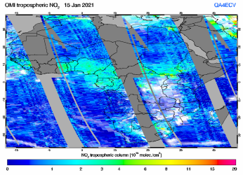 Tropospheric NO2 of 15 January 2021