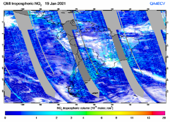 Tropospheric NO2 of 19 January 2021